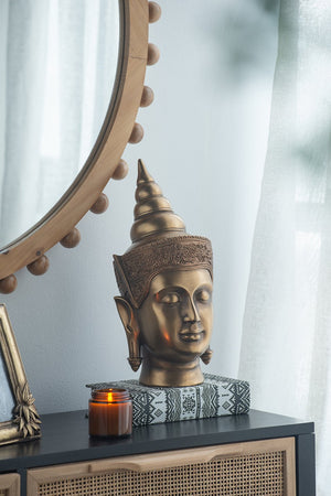 English Elm 6.3x7.5x14.2" Buddha Statue Head - Elegant Resin Home Accent, Zen Decor for Living Room & Hallway W2078P391151