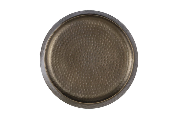 English Elm CT501 Hand-Hammered Round Aluminum Coffee and End Table Set — Drum Design, Textured Accent, No Assembly Required Gold B009S01532