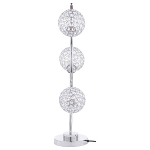 English Elm Vandy Chrome Sculptural Three Light Table Lamp with Crystal Orb Shades for Glam Interiors B062P440080
