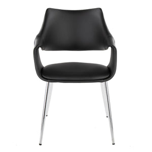 English Elm Chair Set of 2 White Faux Leather Seats with Angular Black Metal Legs Modern Dining B202P471316
