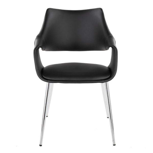 English Elm Chair Set of 2 White Faux Leather Seats with Angular Black Metal Legs Modern Dining B202P471316