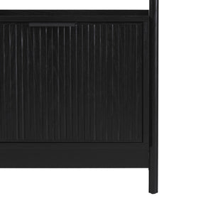 English Elm Walker Edison - Transitional Wide Reeded Bookshelf with Drawers on Bottom for Home Office, Spacious Shelving & Storage Black 75.38 L x 20.38 W x 6 H B185P200193