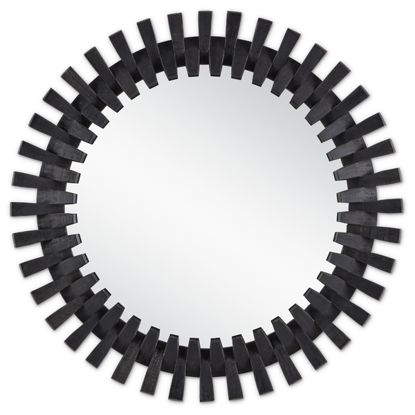 Diza Round Mirror - Bohemian Whitewashed Decor with Textured Wood and Unique Depth for Stylish Spaces