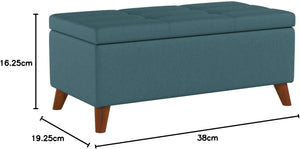 English Elm Christopher Knight Home® - Home Tufted Ainsley Button Storage Ottoman Bench with Hinged Lid, 38" Wide Fabric Seat, Birch Legs, Stylish Hidden Storage for Living Room or Bedroom Teal 74491.00TEL