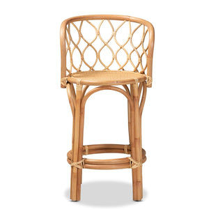 English Elm Modern Handwoven Rattan Counter Stool with Curved Back for Kitchen Island Seating B2750P470026