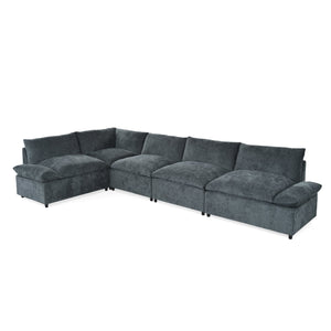 English Elm Christopher Knight Home® - 115.5" Modular Deep Gray Sectional Sofa with Plush Storage, Durable Polyester, Solid Wood Frame, Versatile Seating Experience N767P234458R