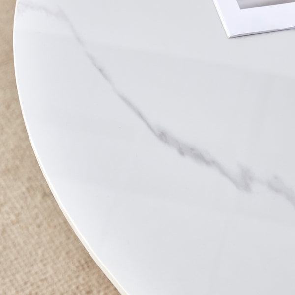 English Elm Table 5-Piece Set: 42-Inch Round Stainless Steel Dining Table With Elegant Black Chairs & Gold Legs W2920S00047-GIGA