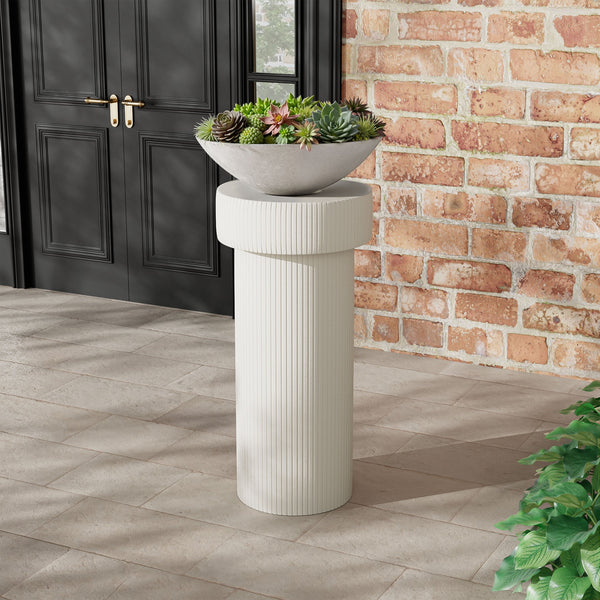 English Elm Christopher Knight Home® - MGO White 24" Pedestal Column Plant Stand – Durable Handmade Magnesium Oxide, Indoor/Outdoor Display Decor N772P284564W