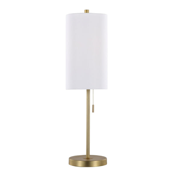 English Elm Metal Buffet Lamps with Gold Finish White Linen Shade and Usb Port Set of 2 B202P471590