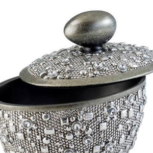 English Elm 8" Tall Polyresin Decorative Jewelry Box In Silver - Stylish Egg-Shaped Handle For Elegant Storage B072116361