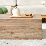 English Elm Light Wood Texture Mdf Coffee Table - Simple Modern Style.Modern Mdf Coffee Table With Wood Texture Pattern -39.3X23.6X11.8 Inches - Stylish and Durable Design.