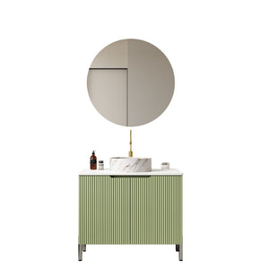 English Elm Turio 30" Compact Bathroom Vanity With Soft-Close Doors, Elegant Ceramic Basin & Stone-Pattern Top W2615S00473-GIGA