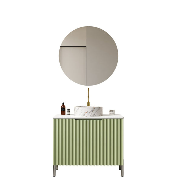 English Elm Turio 30" Compact Bathroom Vanity With Soft-Close Doors, Elegant Ceramic Basin & Stone-Pattern Top W2615S00473-GIGA