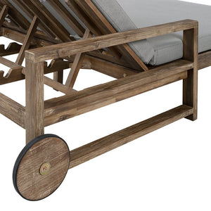 English Elm Trexm Solid Acacia Outdoor Daybed Farmhouse Slatted Frame with Adjustable Backrest TM000011AAE