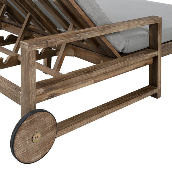 English Elm Trexm Solid Acacia Outdoor Daybed Farmhouse Slatted Frame with Adjustable Backrest TM000011AAE