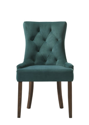 English Elm Farren Green Velvet Side Chair Set of 2 with Tufted Back, Nailhead Trim & Weathered Oak Legs B2726P264606