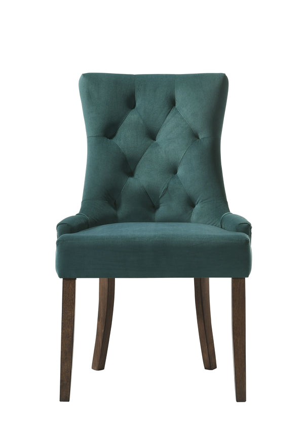 English Elm Farren Green Velvet Side Chair Set of 2 with Tufted Back, Nailhead Trim & Weathered Oak Legs B2726P264606