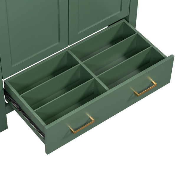 English Elm 30" Green Bathroom Vanity with Undermount Sink, Solid Wood Cabinet, Soft-Close Doors & Drawer Organizer N729P170521F