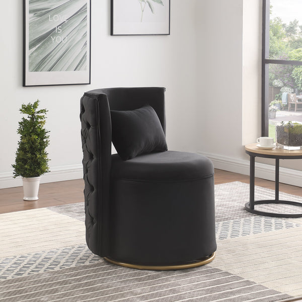 English Elm 360° Swivel Accent Chair with Hidden Storage Velvet Curved Seat and Gold Metal Base for Room Comfort Black W1420P143734