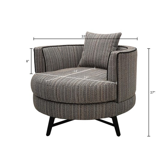 English Elm Swivel Solid Wood & Plywood Frame Accent Chair with Metal Swivel, Plush Foam Seat and Back Upholstery B035P148235