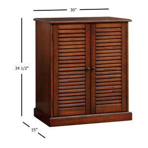 English Elm Modern Shoe Cabinet with Louver Doors and Adjustable Shelves — Compact 30"W x15"D x34.5"H Organizer and Entryway Storage Solution Oak 36 L x 33 W x 7 H B011P191540