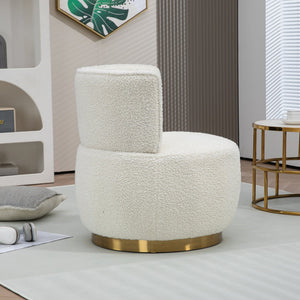 English Elm 360 Cozy Swivel Barrel Chair Teddy Fabric 360° Round Accent Sofa with Foam Cushion, 300lb Capacity W395P232985