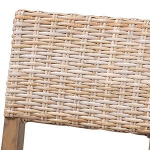 English Elm Bohemian Handwoven Kubu Rattan Mahogany Wood Dining Chair Organic Eclectic Style B2750P467743