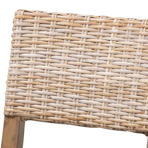 English Elm Bohemian Handwoven Kubu Rattan Mahogany Wood Dining Chair Organic Eclectic Style B2750P467743