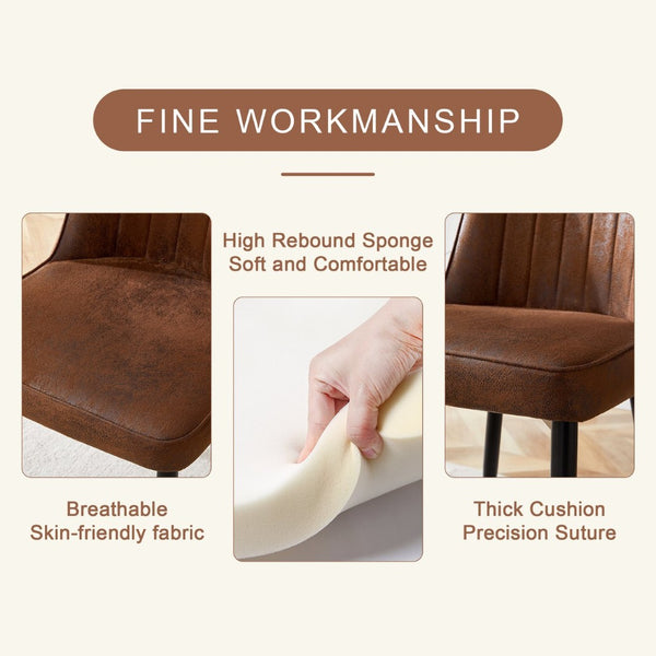 English Elm Table Set: 31.5" Dark Wood Grain Round Dining Table & 4 Brown Tech-Fabric Chairs For Small Spaces W1151S02482-GIGA