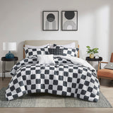 Intelligent Design Miley Modern/Contemporary Checkered Comforter Set ID10-2321 Black/White