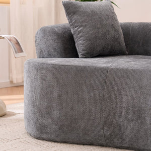 English Elm Crescent-shaped Cloud Sofa Three Seat Low Profile Chenille Living Room Curved Couch Gray W2012P375721