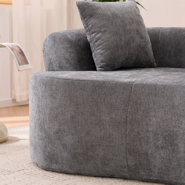 English Elm Crescent-shaped Cloud Sofa Three Seat Low Profile Chenille Living Room Curved Couch Gray W2012P375721