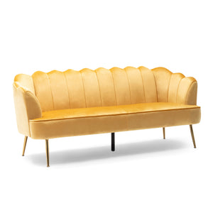 English Elm Christopher Knight Home® - 3 Seater Sofa - Luxurious Honey Velvet Upholstery With Gold Legs, Modern Glam Design For Any Space 70395.00A_70395.00B