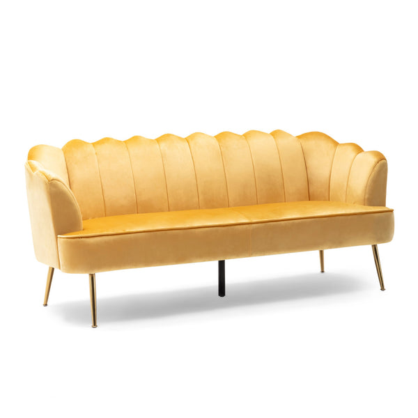 English Elm Christopher Knight Home® - 3 Seater Sofa - Luxurious Honey Velvet Upholstery With Gold Legs, Modern Glam Design For Any Space 70395.00A_70395.00B