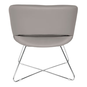 OSP Home Furnishings Faux Leather Accent Chair with Chrome Base for Modern Office or Living Room Grey LRL-R103