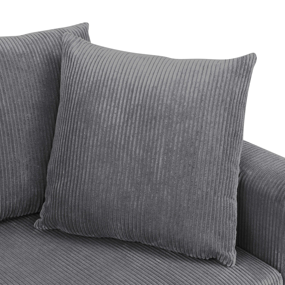 English Elm Haven Modular Corduroy Sectional Sofa — 6-Piece Low-Profile Design, Cozy Upholstery & Durable Support Gray B343S00002