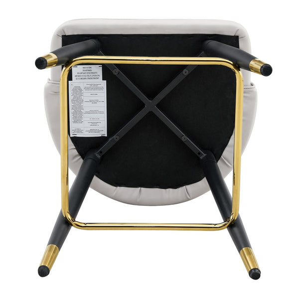English Elm Set of 2 Pu Leather Barstools with Gold Footrest Curved Back for Kitchen Island Black,Light Gray W1151P383771