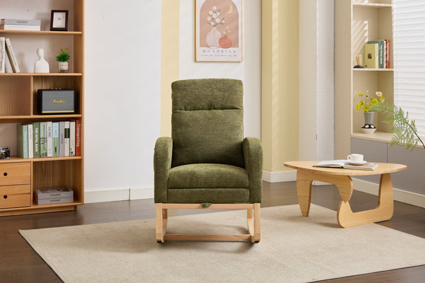 English Elm Modern Upholstered Rocking Chair With Solid Wood Legs - Cozy Nursery Glider & Living Room Lounge Armchair W2725P276949