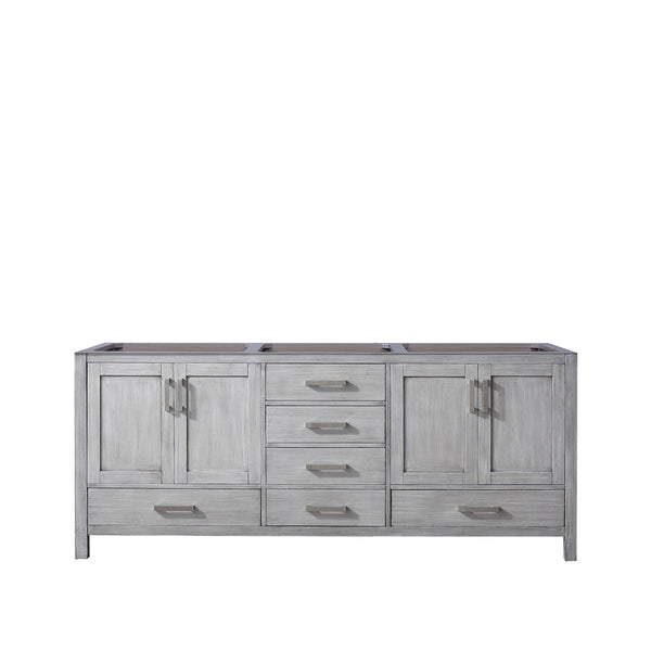 English Elm Distressed Grey Double Bath Vanity 80-in Top Compatible, Solid Wood Frame, Soft-Close Drawers, Storage B2731P258947