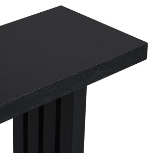 English Elm U_Style Oak Veneer Console Table With Curved Sides - Chic Minimalist Design For Entryways & Living Rooms N711P241282B-GIGA