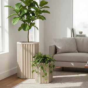 English Elm Hexagon Column Aluminum Outdoor Planter Geometric Architectural Patio Entryway Accent Ash Brown B2755P462188