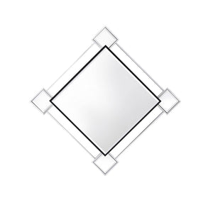 English Elm Asbury Diamond Shaped Geometric Wall Mirror with Chrome Frame and Beveled Panels B2726P448749