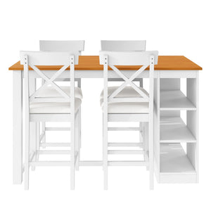 English Elm Topmax 5-Piece Farmhouse Counter Height Dining Set With Storage Shelves & Upholstered Chairs, White N717S000141K-GIGA