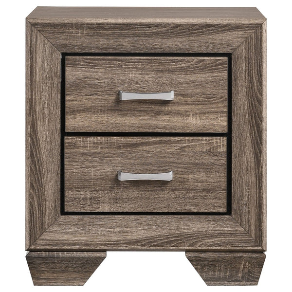 English Elm Carina Queen Bedroom Set Grey Oak Paneled Headboard Nickel Hardware Five Piece Taupe B062S00763