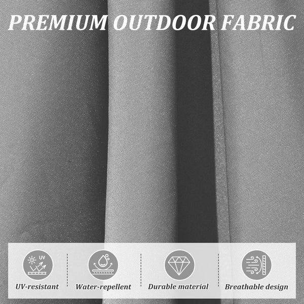 English Elm Round Cantilever Umbrella with Center Pole - 9-Rib Reinforced Aluminum Frame, 360° Pedal Rotate, Hydraulic Opening and 5-Position Tilt Adjustment for Superior Sun Protection Gray W1859P337919