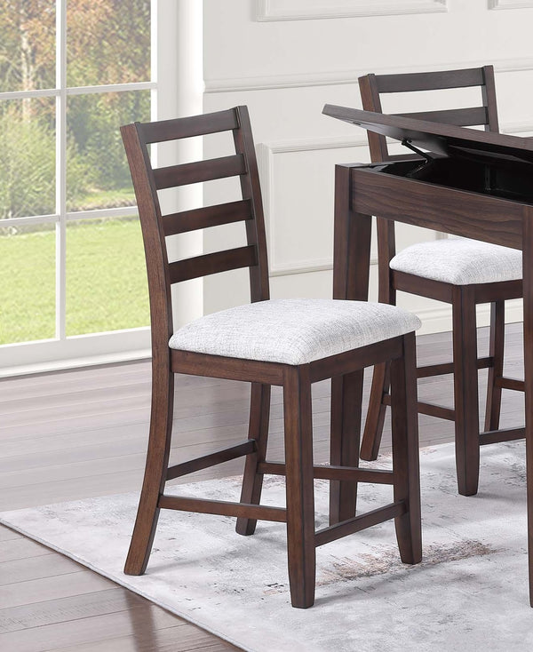 English Elm Contemporary 6Pc Counter Height Dining Set With Lift-Top Table, Storage Bench & Ladder-Back Chairs B011S01894