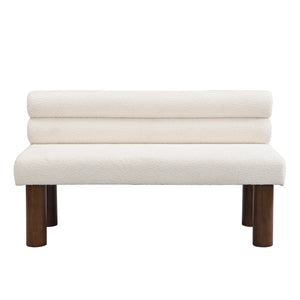 English Elm Christopher Knight Home® - Upholstered Bouclé Dining Bench with 330lb Capacity, Easy Assembly, Sponge Seat, Rubber Wood Legs Beige,Brown N779P292154A