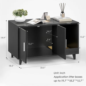 English Elm STARY Hidden Cat Litter Box Enclosure Furniture with Scratch Pad, Odor-Control, Sturdy 120LB Load Black T3623P339384