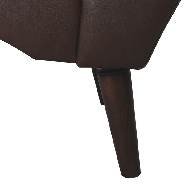 English Elm Chaise tufted PU lounge arm chair with pillow and solid wood legs for living room comfort and style Dark Brown W680P198642