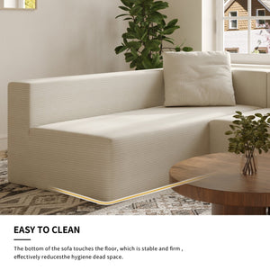 English Elm L Shaped Modular Sectional Sofa - 110" Corduroy Couch With Deep Seats & Movable Ottoman For Comfort W3670S00001